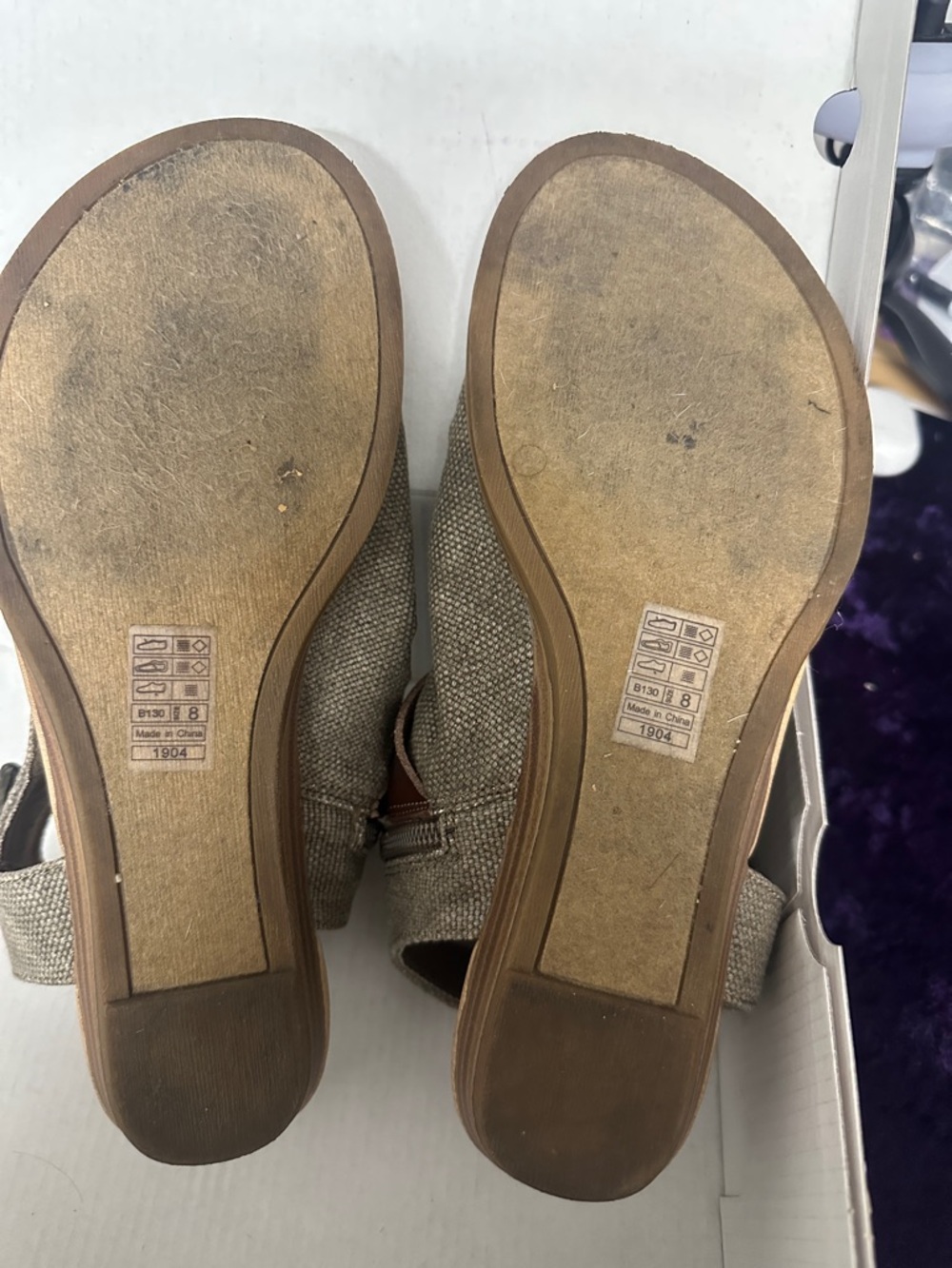 Blowfish Beige Canvas and Brown Strap Open-Toe Sandals - Picture 5 of 6